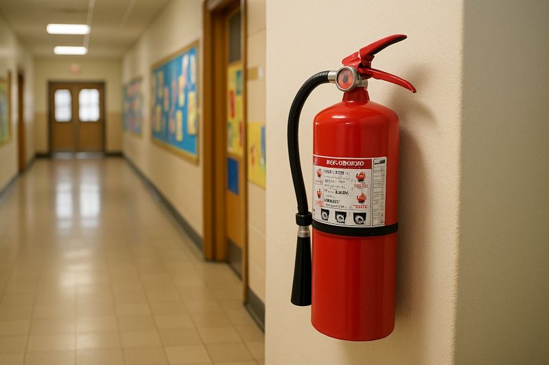 Cómo proteger el extintor en la escuela
